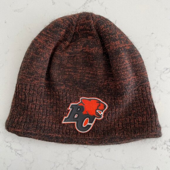 New Era CFL BC Lions Athletic Fleece Lined Knit Acrylic Hat Black & Orange Sz OS - Picture 1 of 8